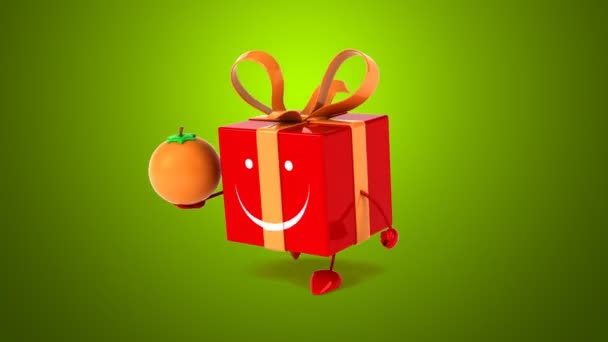 Funny gift with orange — Stock Video