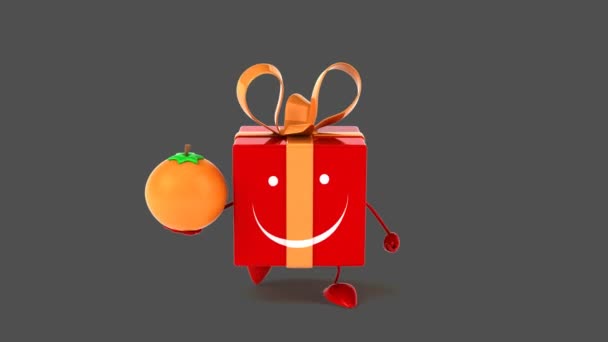 Funny gift with orange — Stock Video