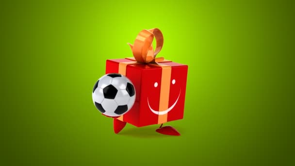 Geschenk mit Fußballball — Stockvideo