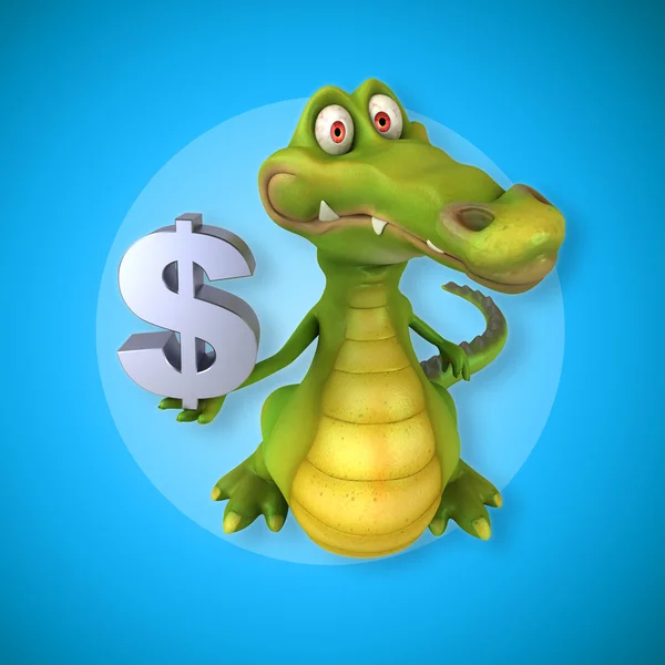 Crocodile holding dollar sign — Stock Photo, Image
