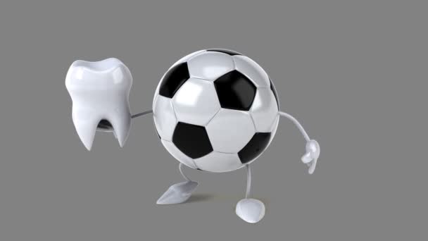 Fútbol sosteniendo diente — Vídeo de stock