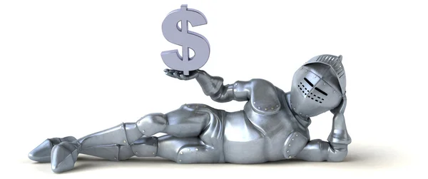 Knight holding dollar sign — Stock Photo, Image