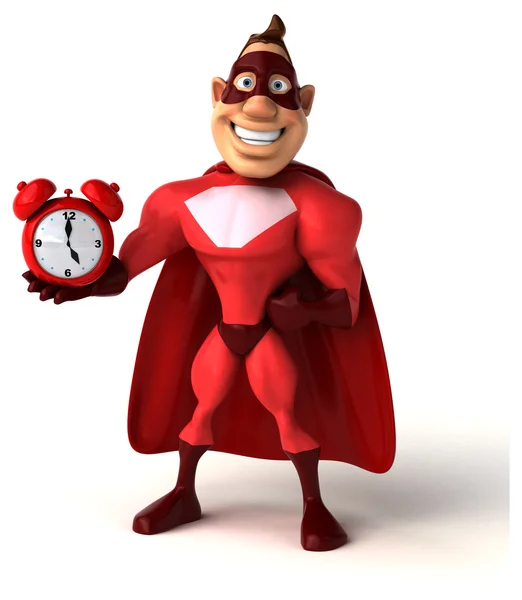 Süper kahraman holding saat — Stok fotoğraf