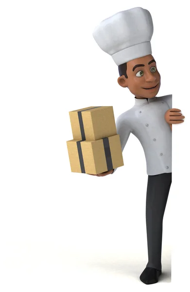 Шеф-кухар тримає карту і коробки — стокове фото