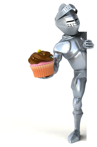 Ridder bedrijf kaart en cupcake — Stockfoto