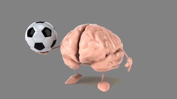 Bola memegang otak yang lucu — Stok Video