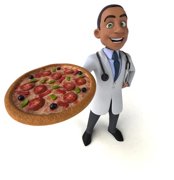 Doctor sosteniendo pizza —  Fotos de Stock