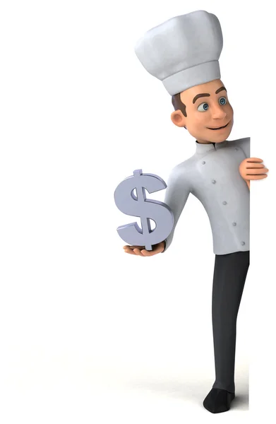 Chef holding card and dollar — Stock Photo, Image