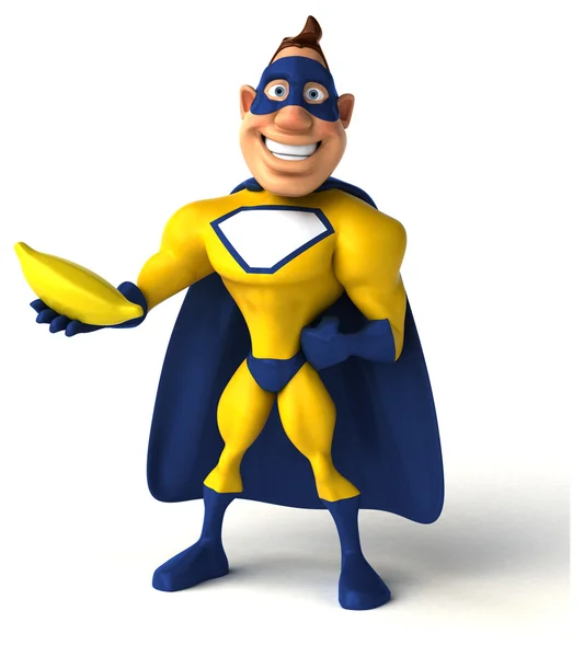 Superhero holding banana — Stock Photo, Image