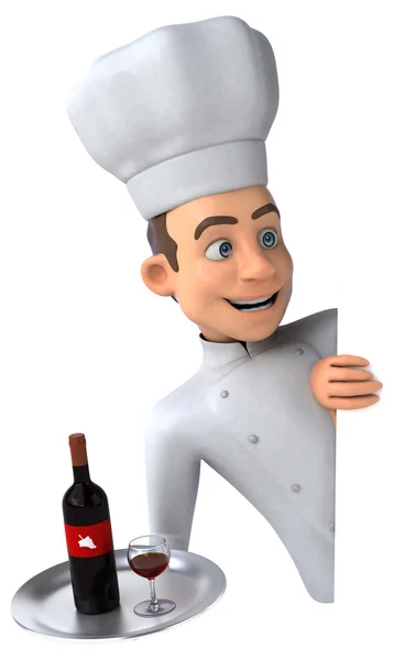 Chef segurando vinho — Fotografia de Stock