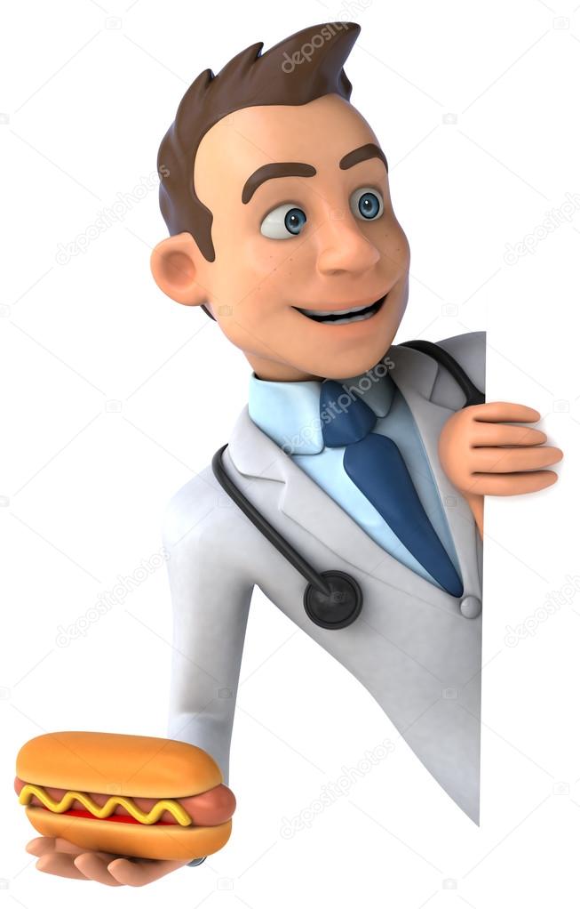 Doctor holding card and hotdog Stock Illustration by ©julos 122129282