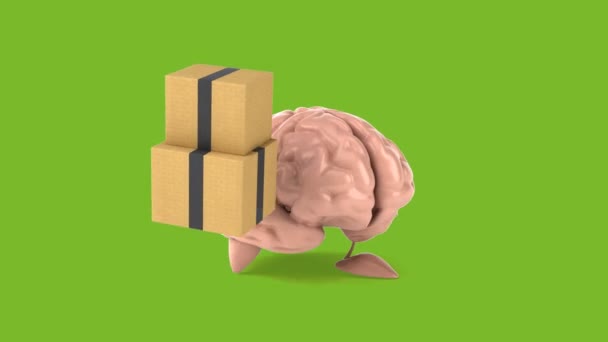 Komik beyin holding kutuları — Stok video