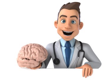 Doktor holding kartı ve beyin 