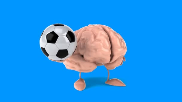 Funny brain holding ball — Stock Video