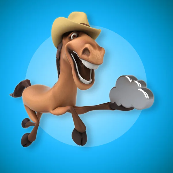 Horse holding cloud sign — Stock Photo, Image