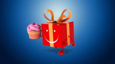  Kırmızı hediye cupcake ile