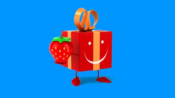 Schachtel mit Erdbeere — Stockvideo