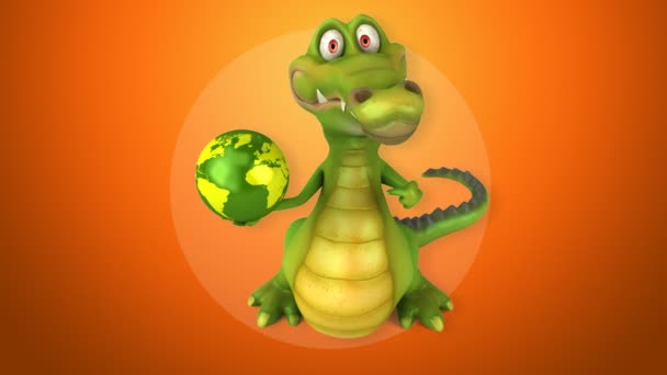 Krokodil mit Globus — Stockvideo