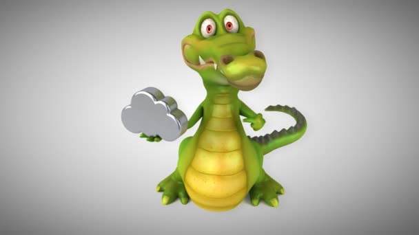 Crocodile holding cloud sign — Stock Video