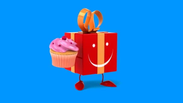 Regalo divertido con cupcake — Vídeos de Stock