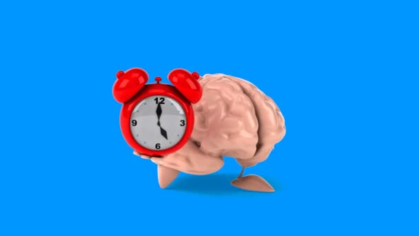 Смешной мозг с будильником — стоковое видео