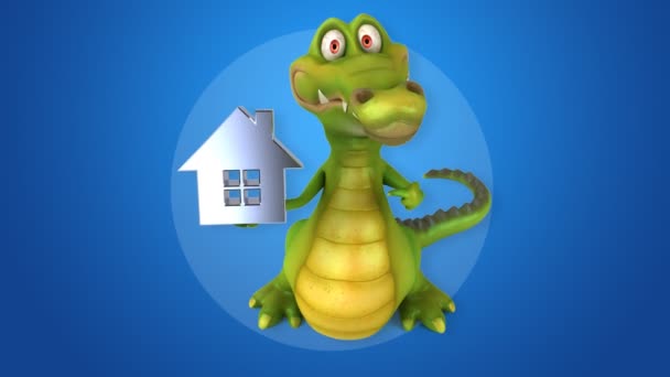 Crocodilo segurando casa de papel — Vídeo de Stock