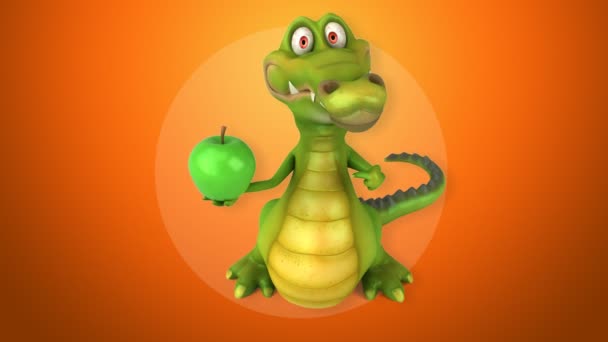 Crocodile holding apple — Stock Video