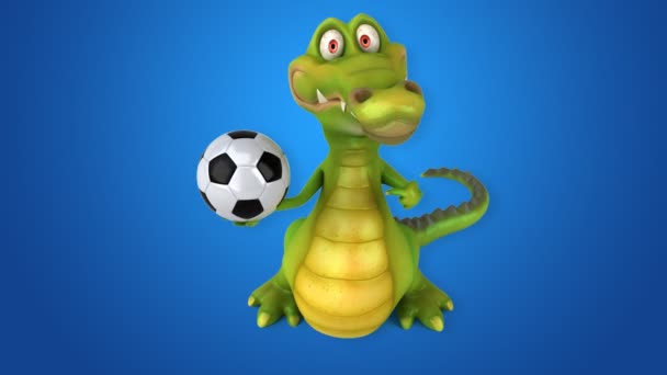 Krokodil hält Ball — Stockvideo