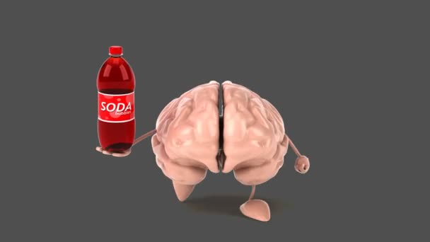Otak lucu memegang soda — Stok Video