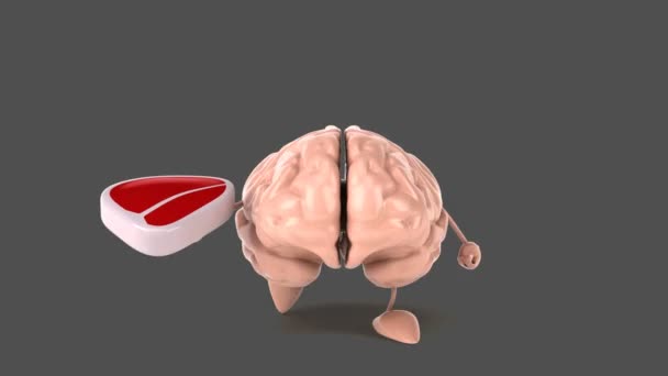 Смешной мозг держит мясо — стоковое видео
