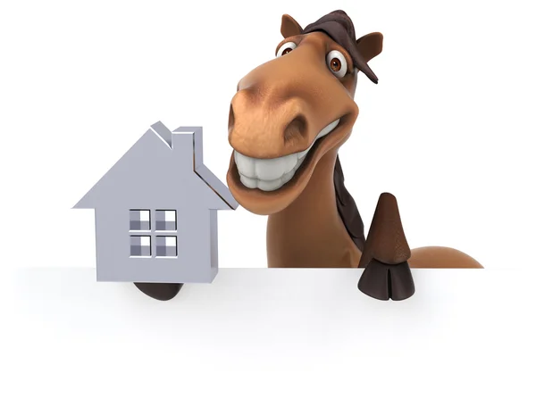 Карточка для лошадей и знак дома — стоковое фото