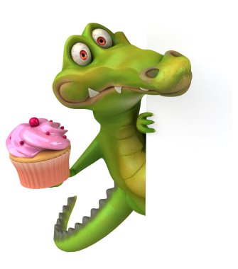 Timsah holding kartı ve cupcake