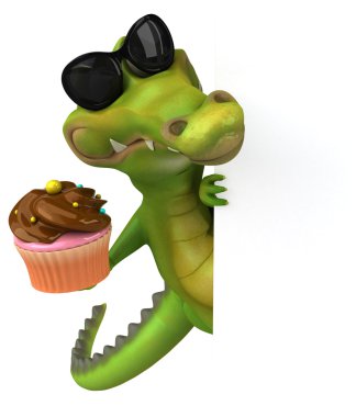 Timsah holding kartı ve cupcake