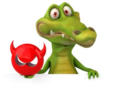 kartı ve virüsten koruma işareti tutarak timsah 