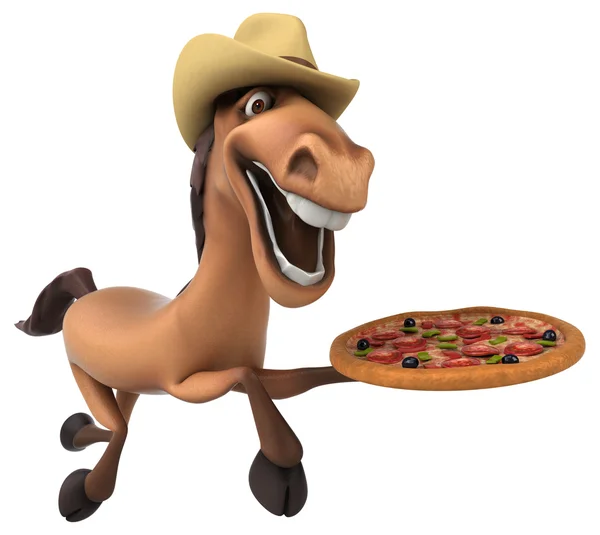 Лошадь держит пиццу — стоковое фото