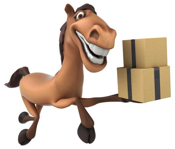 Horse holding boxes — Stock Photo, Image