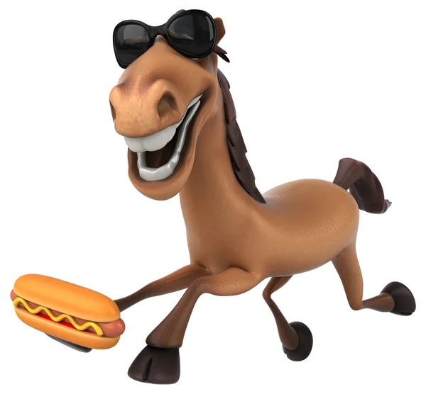 Caballo celebración hotdog — Foto de Stock