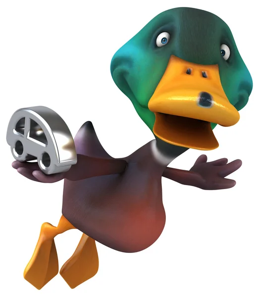 Duck holding car sign — Stock Photo, Image