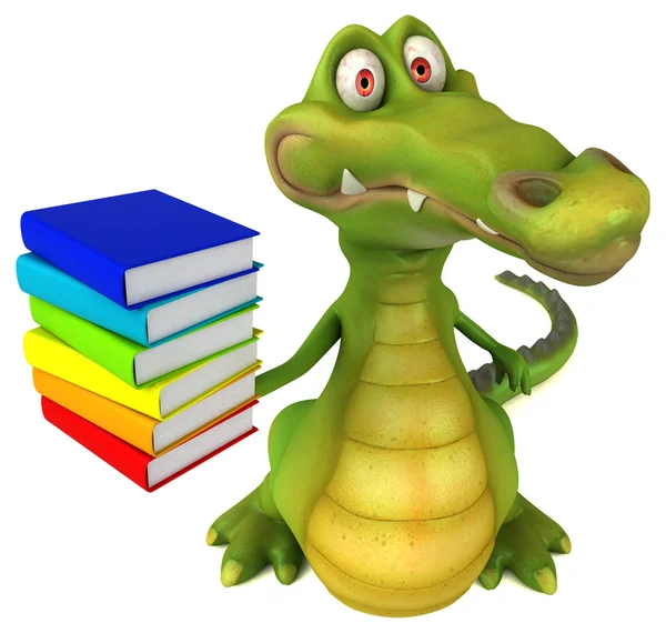 Krokodil mit Büchern — Stockfoto