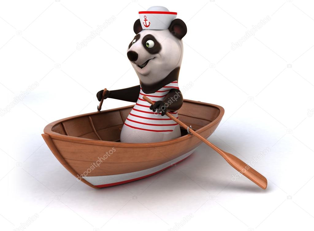 Fun panda rowing