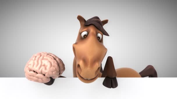 Horse holding brain — Stock Video