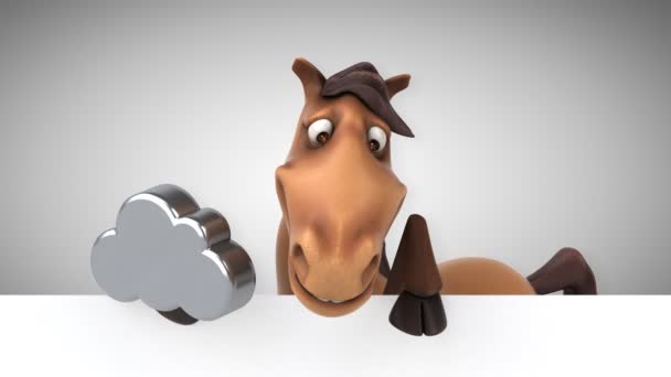 Cavallo che tiene carta e nube — Video Stock