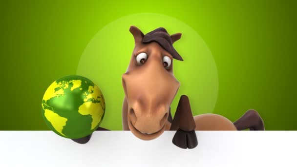 Konia gospodarstwa karta i globe — Wideo stockowe