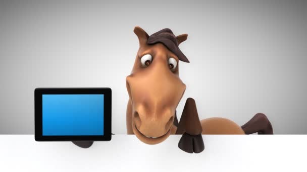 Cavallo in possesso di carta e tablet — Video Stock