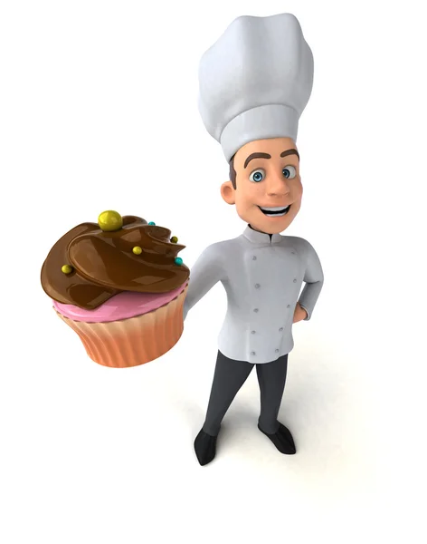 Chef segurando cupcake — Fotografia de Stock