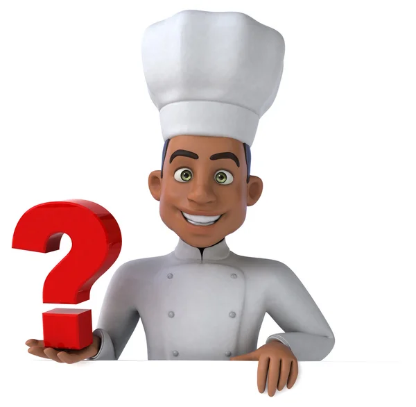 Chef holding card and question mark — Stock Photo, Image