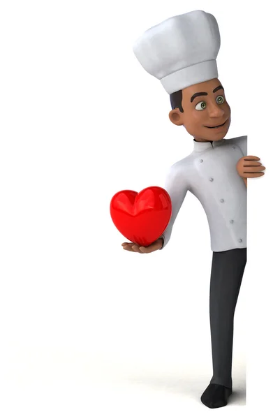 Chef holding card and heart — Stock Photo, Image