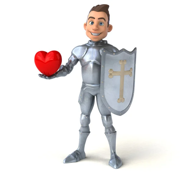 Knight with red heart sign — Stock Photo, Image