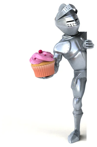 Caballero sosteniendo cupcake y tarjeta — Foto de Stock