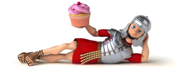 Soldat innehav cupcake — Stockfoto
